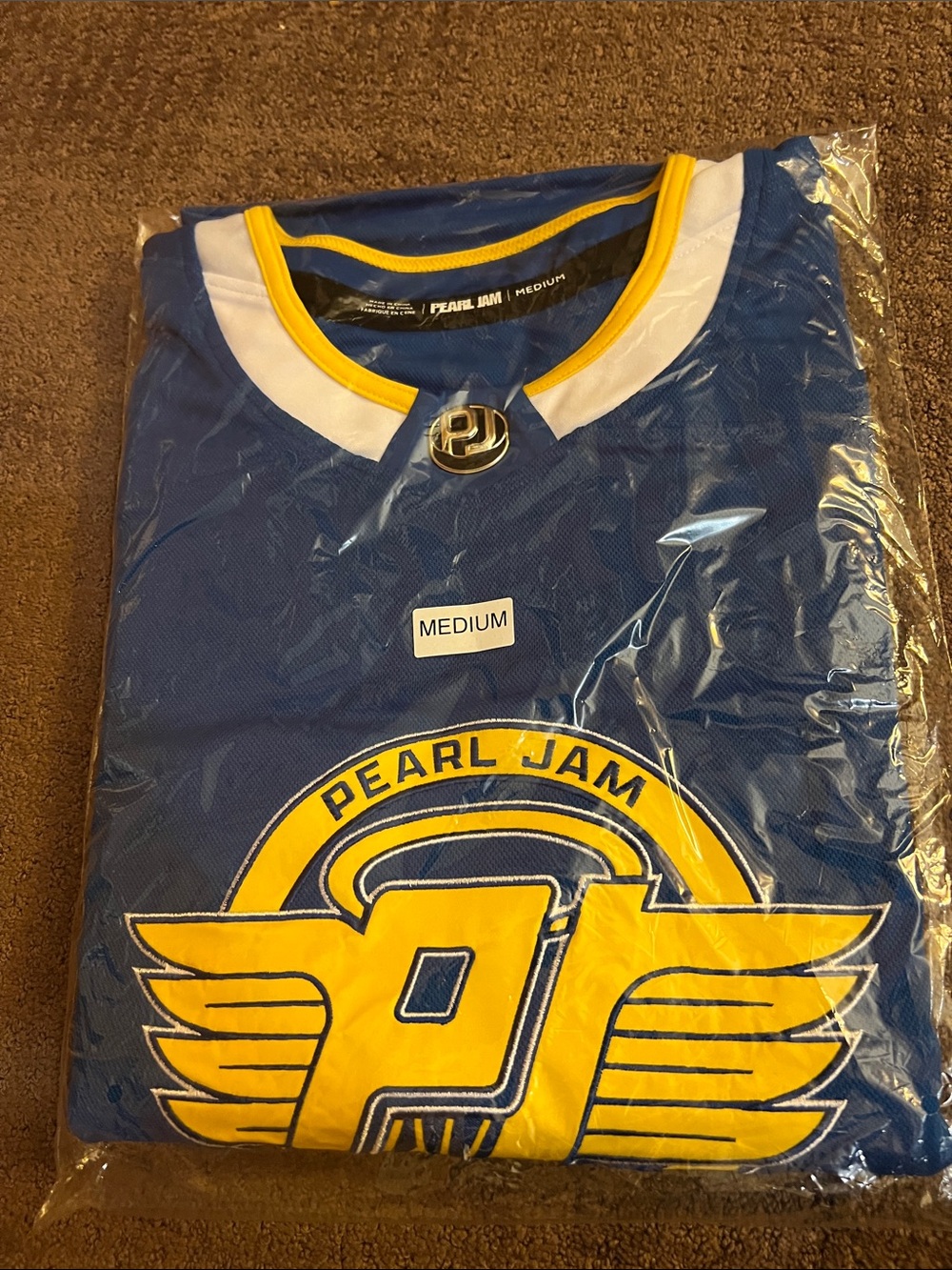 Pearl Jam Blue Nwt hockey Jersey 2023 St. Paul show with Yellow Logo